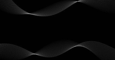 Siyah Soyut Vektör illüstrasyonunda parçacıkların beyaz dinamik çapraz dalgaları