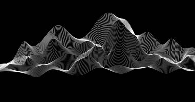ufuk coğrafi beyaz soyut dalga siyah arkaplan arkaplan dalga parçacıkları Vektör illüstrasyonu