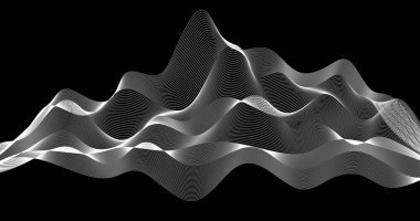 Parçacıkların dinamik dalgaları ile soyut arkaplan Vektör illüstrasyonu Siyah ve beyaz coğrafya tasarımı