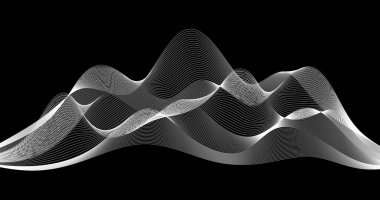 Siyah ve beyaz dinamik dalgalar Vektör illüstrasyonu ile soyut arkaplan