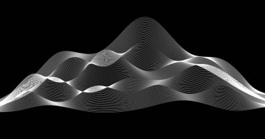 Siyah beyaz dinamik dalga coğrafya tasarım Vektörü illüstrasyonuna sahip soyut arkaplan