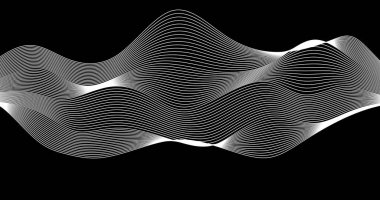 Siyah arkaplan vektör illüstrasyon tasarımı üzerindeki Horizon Soyut dalga çizgileri