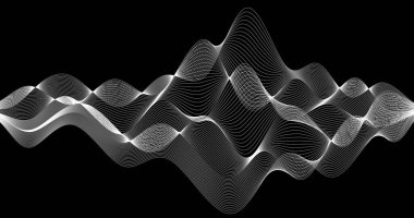 Horizon Kaotik dalga vektör illüstrasyonlu soyut arkaplan Siyah ve beyaz monoton tasarımı