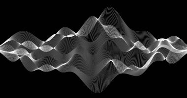 Boş karanlık arkaplan üzerinde coğrafi dinamik dalgalar Horizon ızgara tasarımı Bilimsel konsept vektör illüstrasyonu