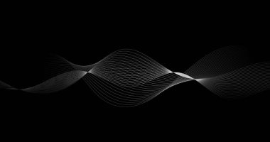 Soyut arkaplan dinamik frekans dalgaları Siyah beyaz çizgiler Vektör illüstrasyon Teknolojisi Tasarımı