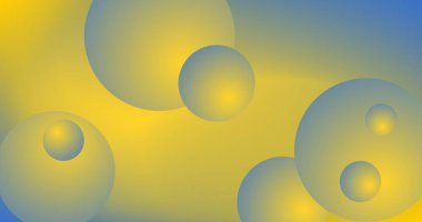 Mavi ve sarı Gradyan küreleri olan soyut arkaplan Banner tasarımı