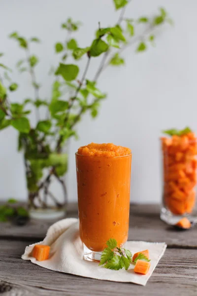 Carrot smoothies in a glass — Stock Photo, Image