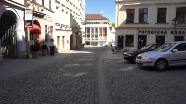 Άδειοι Δρόμοι Της Πόλης Brno Κατά Διάρκεια Της Νόσου Του — Αρχείο Βίντεο