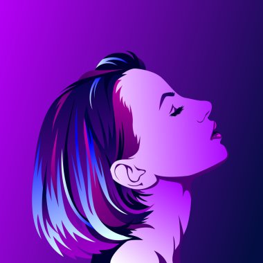 Mavi ve mor neon kız 