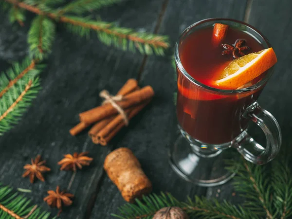 Mulled Wine Glass Glasses Red Homemade Wine — Stock Photo, Image