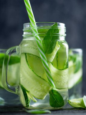 Cucumber water with mint. Summer refreshing detox drink