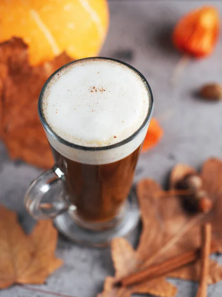 Autumn Gelas Latte Tradisional Labu — Stok Foto