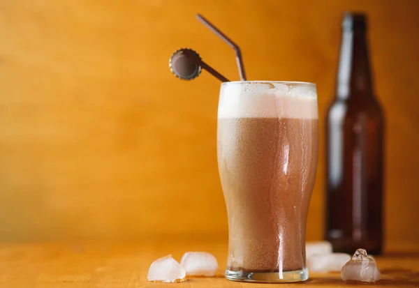 Craft Stout Ice Cream Glass Summer Alcoholic Beer Dessert — Stock Photo, Image