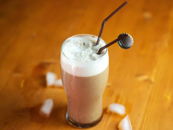 Craft Stout Ice Cream Glass Summer Alcoholic Beer Dessert — Stock Photo, Image