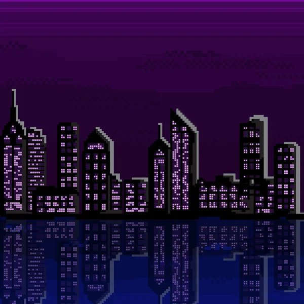 Ilustración de pixel city — Vector de stock