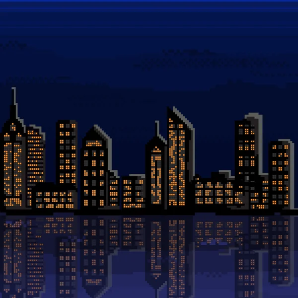 Ilustracja piksela miasta. Wektor miasta Pixel art . — Wektor stockowy
