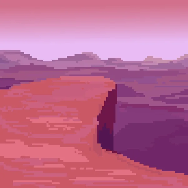 Illustratie pixel kunst roze woestijn. Vector van pixel kunst sands — Stockvector