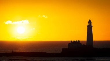 St. Mary Deniz Feneri, Whitley Körfezi, Old Hartley, Northumberland 'den alındı, Altın Saat Gündoğumu Ekim 2025