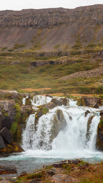 Dynjandi is a waterfall located in Arnarfjrur in the Westfjords region of Iceland. August 2025