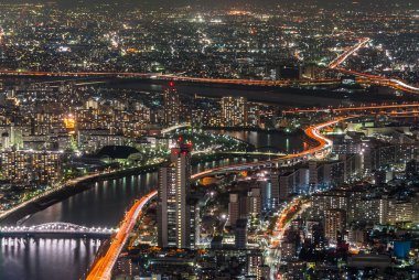 Gece sahne Tokyo Skytree, Japonya.