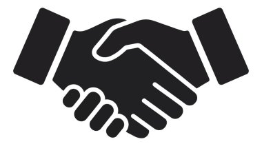 El sıkışmanın siyah-beyaz silueti, anlaşma, işbirliği ve ortaklığı temsil ediyor..