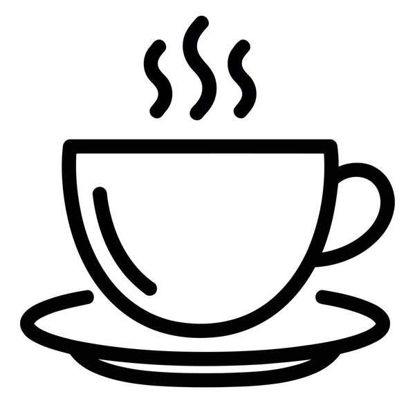 Illustration of a coffee cup with steam in a minimalist black and white style.