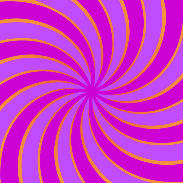 Красочный, гипнотический спиральный дизайн с яркими фиолетовыми и оранжевыми оттенками. Идеально подходит для абстрактного фона и современных дизайнерских проектов.