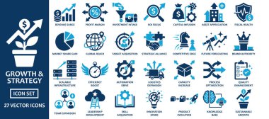 27 profesyonel vektör ikonundan oluşan kapsamlı bir koleksiyon iş stratejisi ve kurumsal büyümeye odaklandı. Bu minimalist iki tonlu mavi grafikler finansal raporlar, pazarlama sunumları ve Scalbili 'yi temsil eden SaaS UI tasarımı için idealdir.