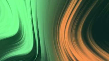 Sıvı yeşil turuncu dalgalı çizgiler, video düzenleme, dijital sanat ve modern tasarım için mükemmel bir arka plan. Pürüzsüz dalgalar ve canlı renkler dinamik, fütüristik ve göz alıcı bir görsel etki yaratır..