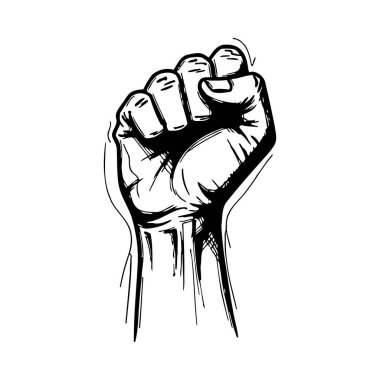 vektör eli çizilmiş yumruk, yumruk, protesto kavramı