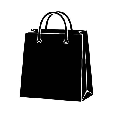 Alışveriş çantası simgesi, siyah monokrom tarzı