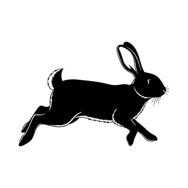 Tavşan silueti. siyah siluet.
