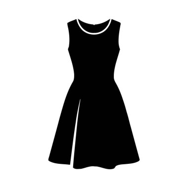 Kadın giyimi simgesi, basit siyah çizimler.