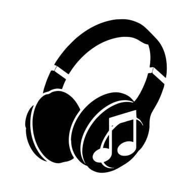 vektör müzik kulaklığı simgesi. Müzik notası simgesi. Müzik işareti. Tasarımınız için izole illüstrasyon.