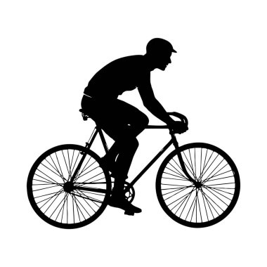 Bisiklete binen adam. siluet vektörü.
