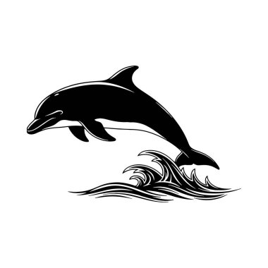 Yunus logosu tasarımı vektör çizimi. Yunus logosu tasarım şablonu