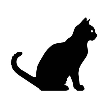 kedi beyaz zemin üzerine silüeti. vektör çizim.