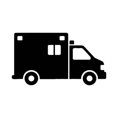 Siyah ikonlu teslimat minibüsü. vektör illüstrasyonu