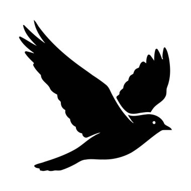 Uçan kuş silueti. siyah ve beyaz vektör çizimi.