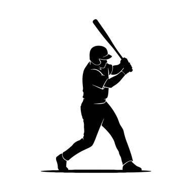 Silüet beyzbolcu beyaz arka planda beysbol oynuyor.