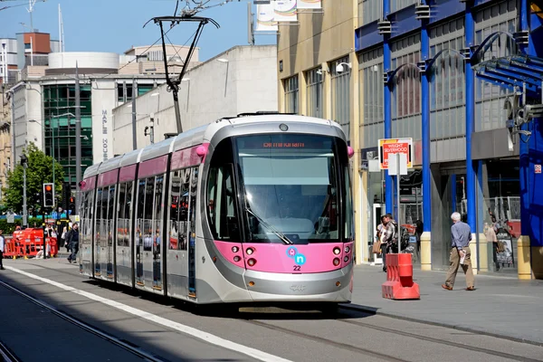 Midland Metro city centre extension Tram along Corporation Street, Birmingham.