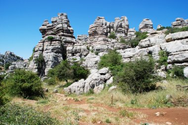 Karst Dağları El Torcal Milli Parkı, İspanya'nın görünümü.