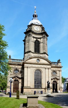 St Philips Katedrali ve çan kulesi manzarası, Birmingham.