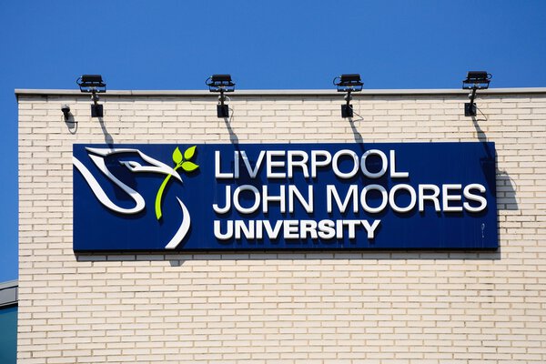 Liverpool John Moores University sign, Liverpool.