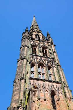 Eski Katedral kulesinin manzarası, Coventry.