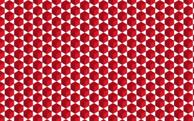 3d kırmızı soyut küp altıgen desenli web paneli tasarımı arka plan.