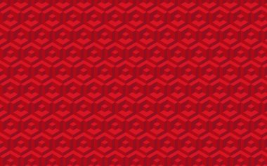 Teknoloji tarzında soyut kırmızı altıgen desen arkaplanı. Modern fütürist geometrik şekil web pankartı tasarımı. Kapak şablonu, poster, el ilanı, baskı reklamı için kullanabilirsiniz. Vektör illüstrasyonu.