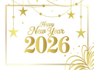 Altın Havai fişekler Yeni Yıl 2026 Tebrik Arkaplanı