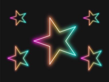 Yıldızlı parlak bir ışık. Karanlık bir arkaplanda vektör illüstrasyonu.