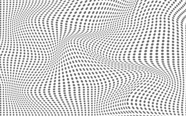 Yarım dalgalı doku arka planı. Noktalı kum tanecikli duvar kağıdı. Siyah grunge pop sanat dalgası gradyan örtüsü. Yıpranmış pikselli raster yarım ton mizah arkaplanı. Vektör bitmap yavaş yavaş kayboluyor